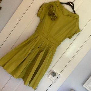 Paule Ka neon lime green taffeta dress